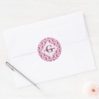 Custom Name Retro Radiant Dusky Rose Dot Mandala Classic Round Sticker