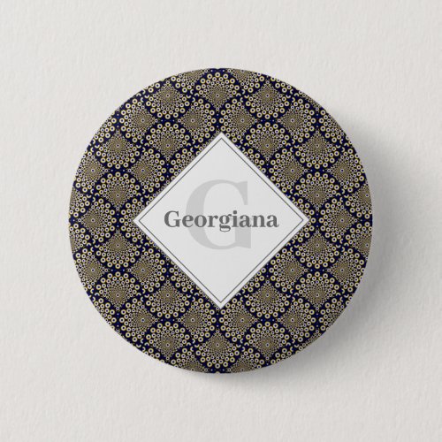Custom Name We Are Watching You Navy &amp; Gold Deco Button