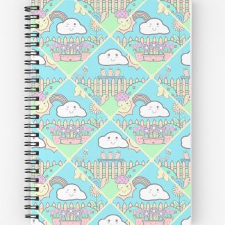 Journal, Cute Pastel Kawaii Garden Diamond Tile designed and sold by Triplicate Limited