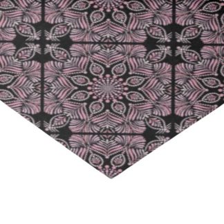 Dusky Rose Fronds Mandala Geometric Diamond Tile Tissue Paper