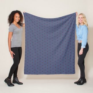 Geometric Cabernet Polka Dots on Gray Blue Fleece Blanket