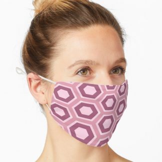 Mask, Geometric Dusky Rose Colorful Honeycomb Hexagons designed and sold by Triplicate Limited