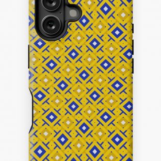 iPhone Case, Geometric Navy And Gold Colorful Diamond Checkerboard designed and sold by Triplicate Limited