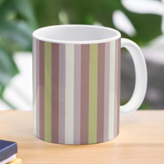 Coffee Mug, Geometric Warm Neutrals Colorful Vertical Stripes designed and sold by Triplicate Limited