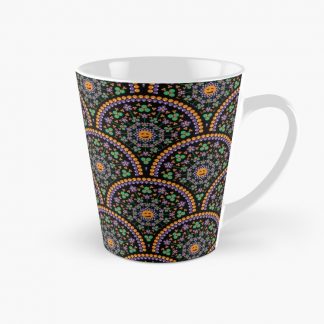 Coffee Mug, Halloween Cottagecore Maximalist Rainbow Dot Mandala Art Deco Scallop designed and sold by Triplicate Limited