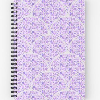 Journal, Lilac and Lavender Retro Florals Art Deco Scallop designed and sold by Triplicate Limited