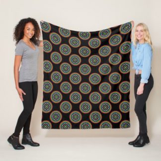Maximalist Rainbow Daisy Polka Dot Mandala Fleece Blanket