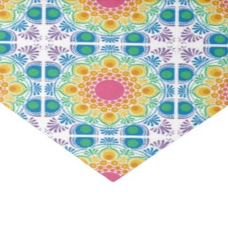 Maximalist Rainbow Floral Fountain Diamond Tile Tissue Paper