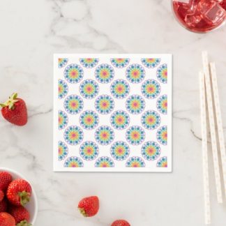 Maximalist Rainbow Floral Fountain Polka Dot Craft Napkins