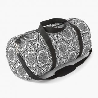 Duffle Bag, Monochrome Mandalas Sweet Dreams Diamond Tile designed and sold by Triplicate Limited