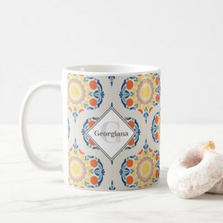 Monogram Aegean Summer Oranges And Lemons Mid Mod Coffee Mug