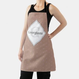 Monogram Geometric Warm Neutrals Brown Polka Dots Apron