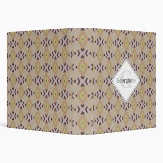 Monogram Geometric Warm Neutrals Diamond Zigzags 3 Ring Binder
