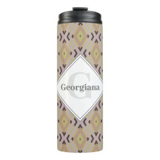 Monogram Geometric Warm Neutrals Diamond Zigzags Thermal Tumbler