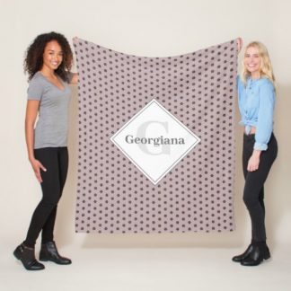 Monogram Geometric Warm Neutrals Polka Dot Flowers Fleece Blanket