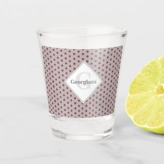 Monogram Geometric Warm Neutrals Polka Dot Flowers Shot Glass