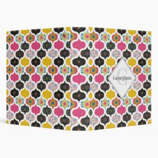 Monogram Maximalist Rainbow Dot Mandalas Patchwork 3 Ring Binder