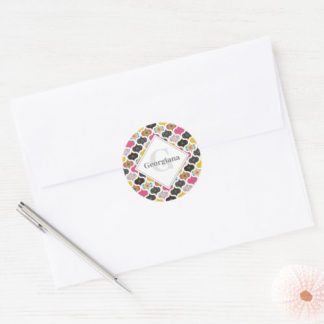 Monogram Maximalist Rainbow Dot Mandalas Patchwork Classic Round Sticker