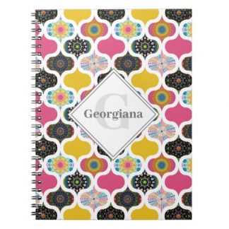 Monogram Maximalist Rainbow Dot Mandalas Patchwork Notebook