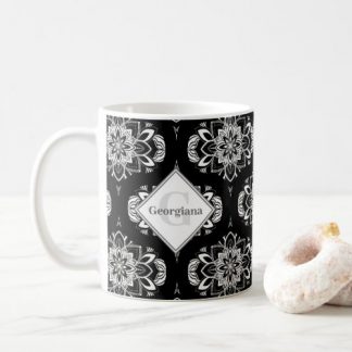 Monogram Monochrome Mandalas Dreamcatcher Ogee Coffee Mug