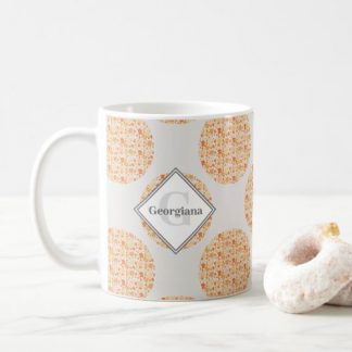 Monogram Retro Florals Fall Oranges Polka Dots Coffee Mug