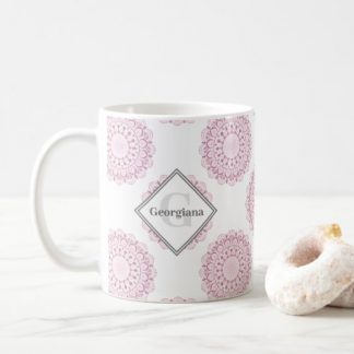 Monogram Rose Confetti Lace Polka Dots Mandala Coffee Mug