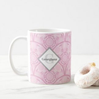 Monogrammed Dusky Rose Preppy In Pink Art Deco Coffee Mug