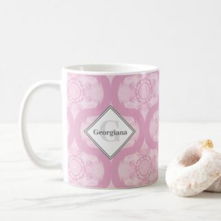 Monogrammed Dusky Rose Preppy In Pink Mid Mod Ogee Coffee Mug