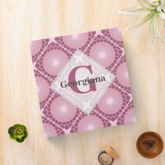 Monogrammed Radiant Dusky Rose Dot Mandala Tiled 3 Ring Binder