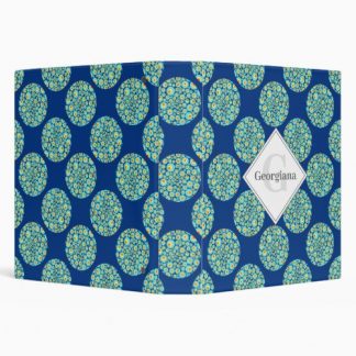 Monogrammed Starry Night On Sea Doodle Polka Dots 3 Ring Binder