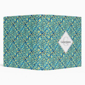Monogrammed Starry Night On Sea Doodle Tiled 3 Ring Binder