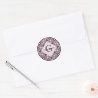 Monogrammed Tile Dusky Rose Cherry Blossom Mandala Classic Round Sticker