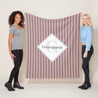 Monogrammed Warm Neutrals Brown And Beige Stripes Fleece Blanket