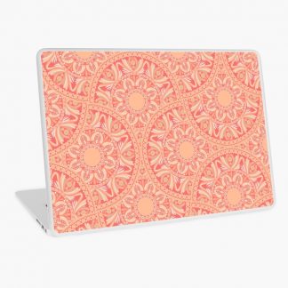 Laptop Skin, Parfait Peach Plethora Dot Mandala Mirrored Scallop designed and sold by Triplicate Limited