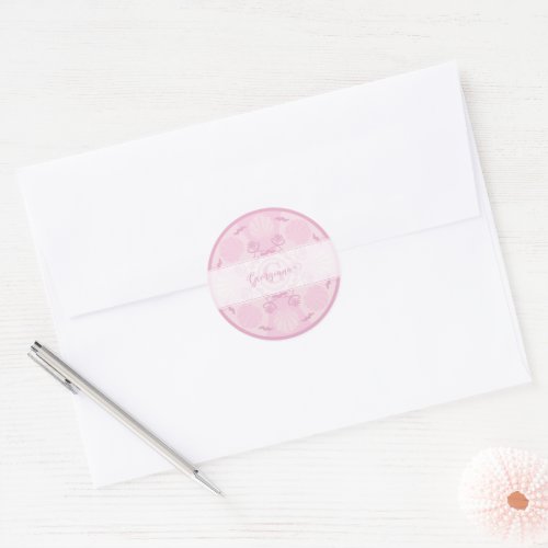 Personalized Dusky Rose Grand Millennial Mandala Classic Round Sticker