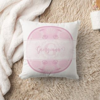 Personalized Dusky Rose Grand Millennial Mandala Throw Pillow