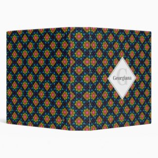 Personalized Rainbow Floral Fountain Art Deco Fans 3 Ring Binder