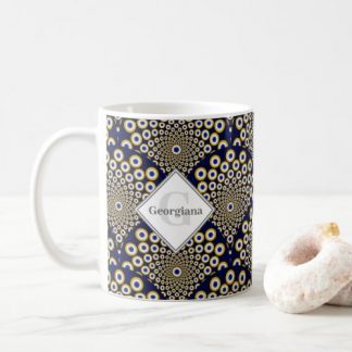 Personalized We Are Watching You Navy & Gold Deco Coffee Mug