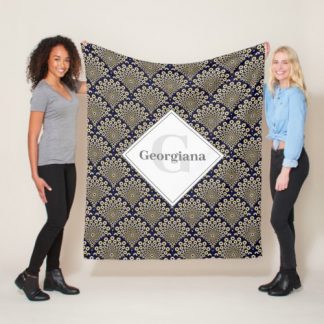 Personalized We Are Watching You Navy &amp; Gold Deco Fleece Blanket