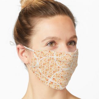 Mask, Retro Florals Fall Oranges Art Deco Fans designed and sold by Triplicate Limited