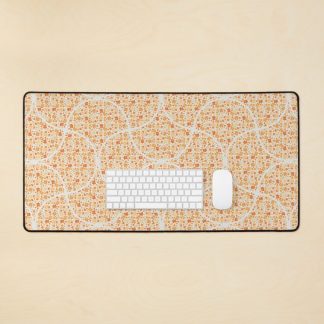 Mouse Pad, Retro Florals Fall Oranges Art Deco Fans designed and sold by Triplicate Limited