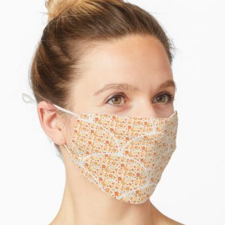 Mask, Retro Florals Fall Oranges Art Deco Scallop designed and sold by Triplicate Limited