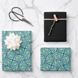 Starry Night On Sea Doodle Art Deco Ogee Fans Wrapping Paper Sheets