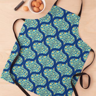 Apron, Starry Night On Sea Doodle Mid Mod Ogee designed and sold by Triplicate Limited