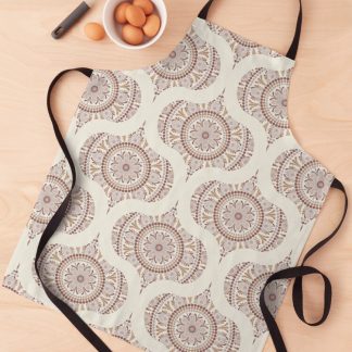 Apron, Warm Neutrals Cafe Ombre Dot Mandala Mid Mod Ogee designed and sold by Triplicate Limited