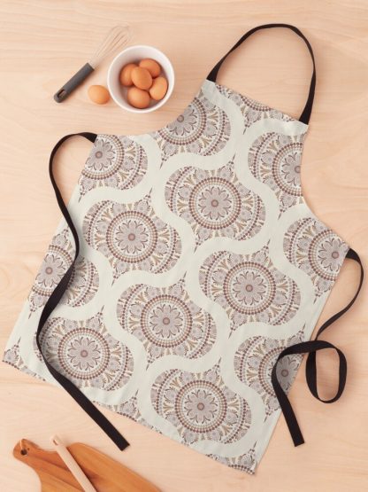 Apron, Warm Neutrals Cafe Ombre Dot Mandala Mid Mod Ogee designed and sold by Triplicate Limited