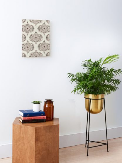Mounted Print, Warm Neutrals Espresso Martini Dot Mandala Retro Ogee designed and sold by Triplicate Limited