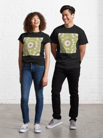 Classic T-Shirt, Warm Neutrals Minimalist Dot Mandala Ogee designed and sold by Triplicate Limited
