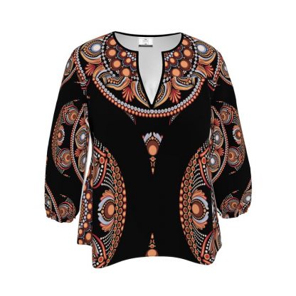 Womens Blouse Retro Safari Sunset Bohemian Mandala Pattern