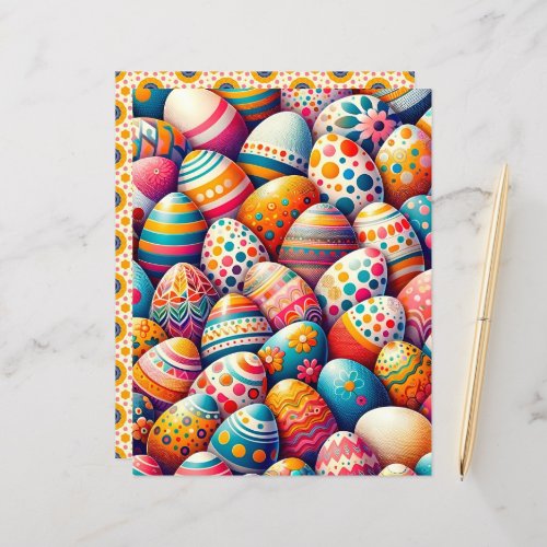 Colorful Easter Eggs Scrapbook Paper